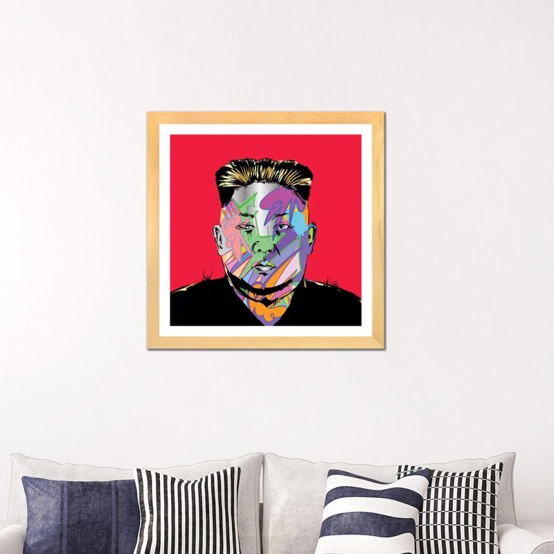 «Kim Jong» par Technodrome1 - impression d'art graphique, H 16 po x l 16 po x p 1 po, Papier encadré blanc, Blanc