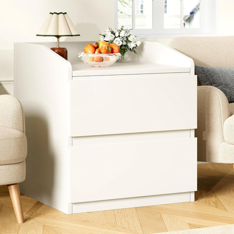 23.6" 2-Drawer Nightstand, White