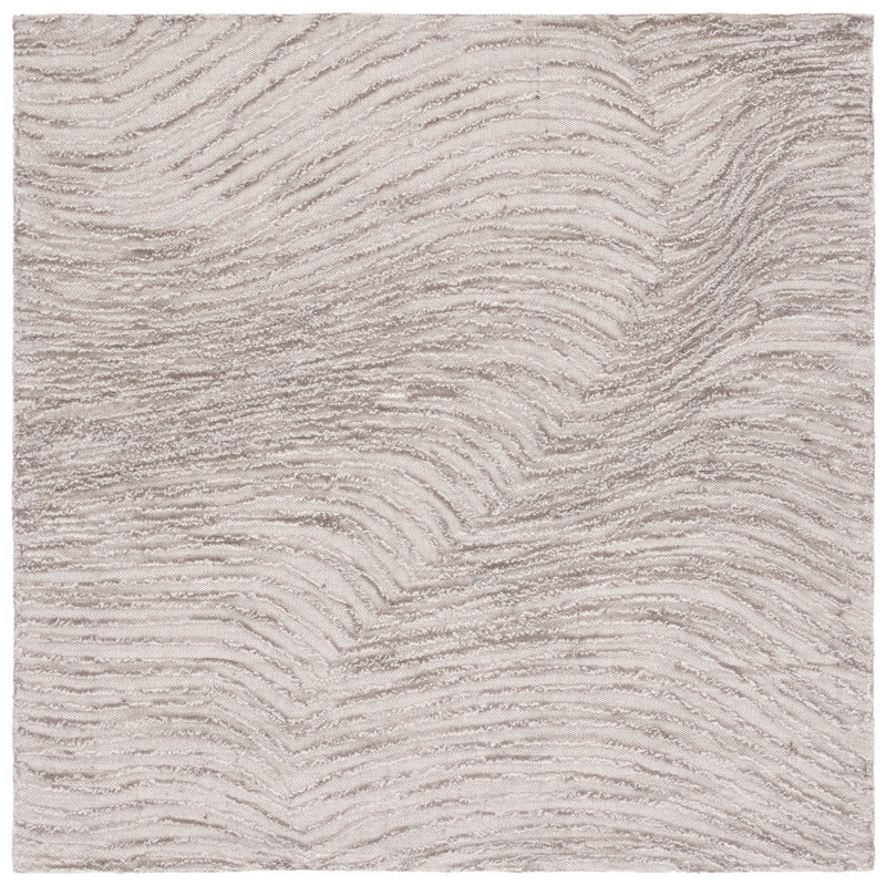 Aniessa Striped Hand Tufted Wool/Cotton Area Rug in Beige, Square 6'