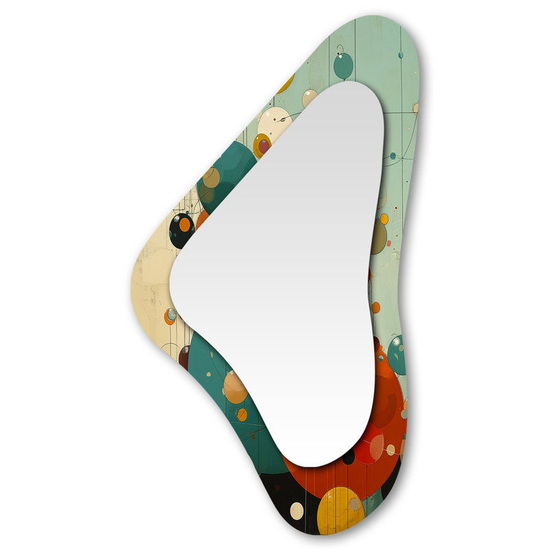 Rétro joie circulaire - Art abstrait géométrique en métal - Miroir mural moderne asymétrique