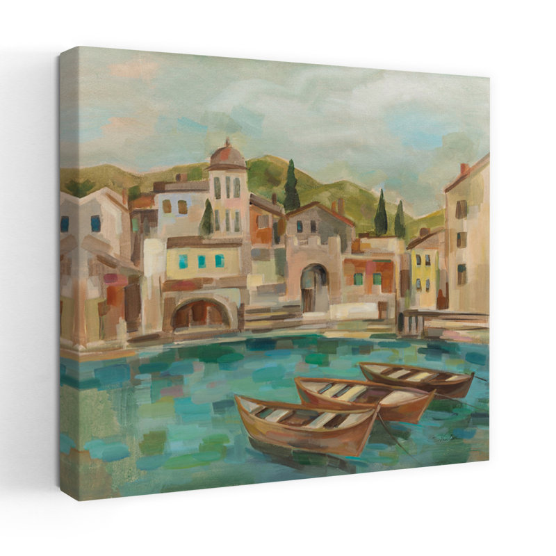 Baie contemporaine italienne avec art bleu baie, H 18 po x l 18 po