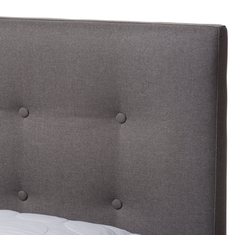 Lit plateforme tapissier très grand Herger au look moderne, gris, H 43,7 po x l 80,51 po x L 85,83 po, Gris, Très grand