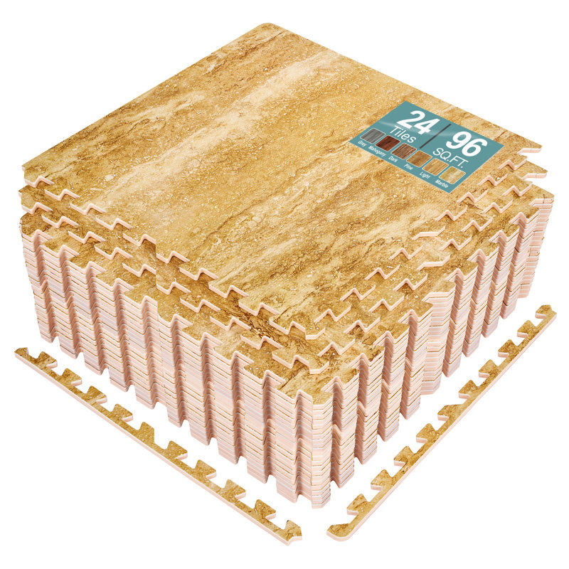 Carreaux de sol en mousse de grain de bois imperméable Sorbus, 24 tuiles, 96 pieds carrés, emboîtables, marbre, Marbre