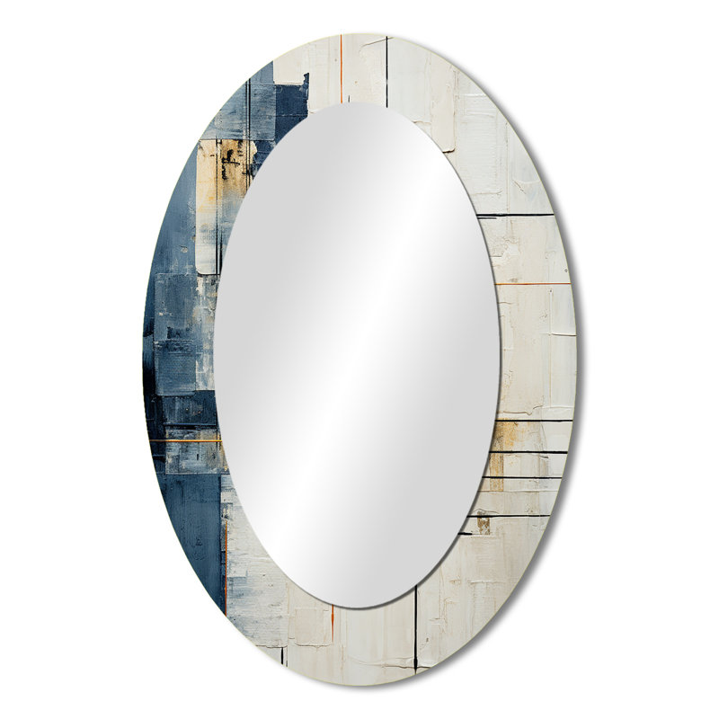 Miroir mural bleu et blanc Timeless Minimalisme I - Grand, 36 po x 24 po