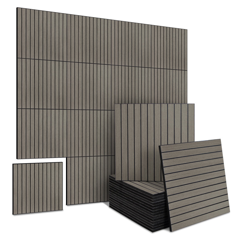 Panneaux muraux à lattes de 11,8 po x 11,8 po en PET, Gris