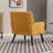 26.77" Mid-Century Modern Accent Chair, Linen & Suede Upholstery Comfy Armchair With Tufted Back, High-Density Foam Cushion And Black Solid Wood Legs-198729078