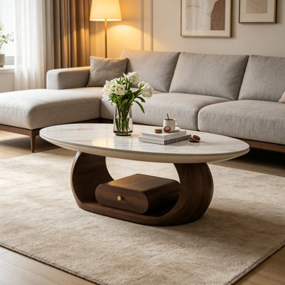 Modern Rock Slab Coffee Table With Storage