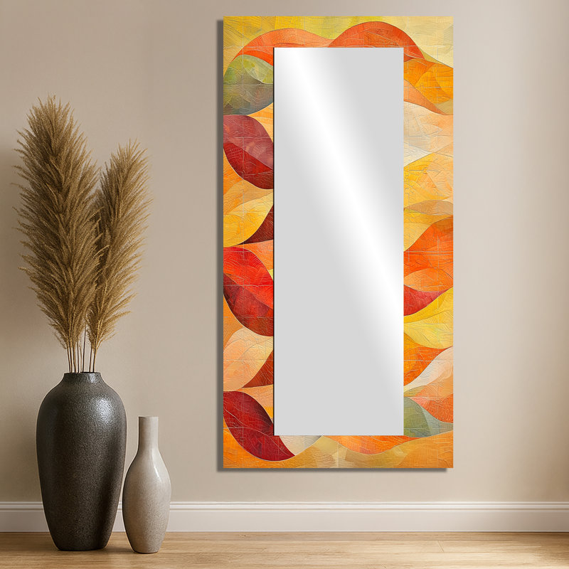 Feuille géométrique - Miroir abstrait pour décoration murale - imprimé sur métal, 28 po x 55 po