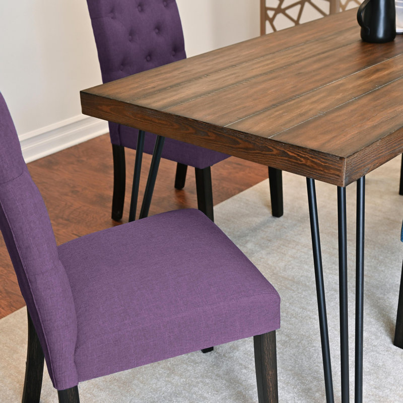 Red Barrel Studio® Tisheka Dining Set, Hairpin Dining Table, Purple, Table, 6 Chairs