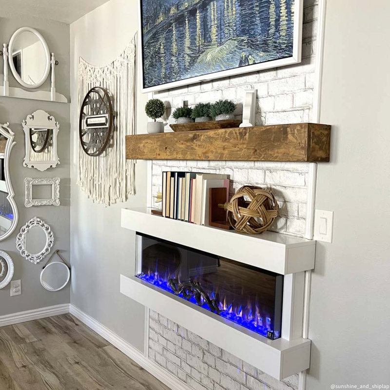 Chesmont 50" Wide 3-Sided Wall Mount Smart Electric Fireplace, White