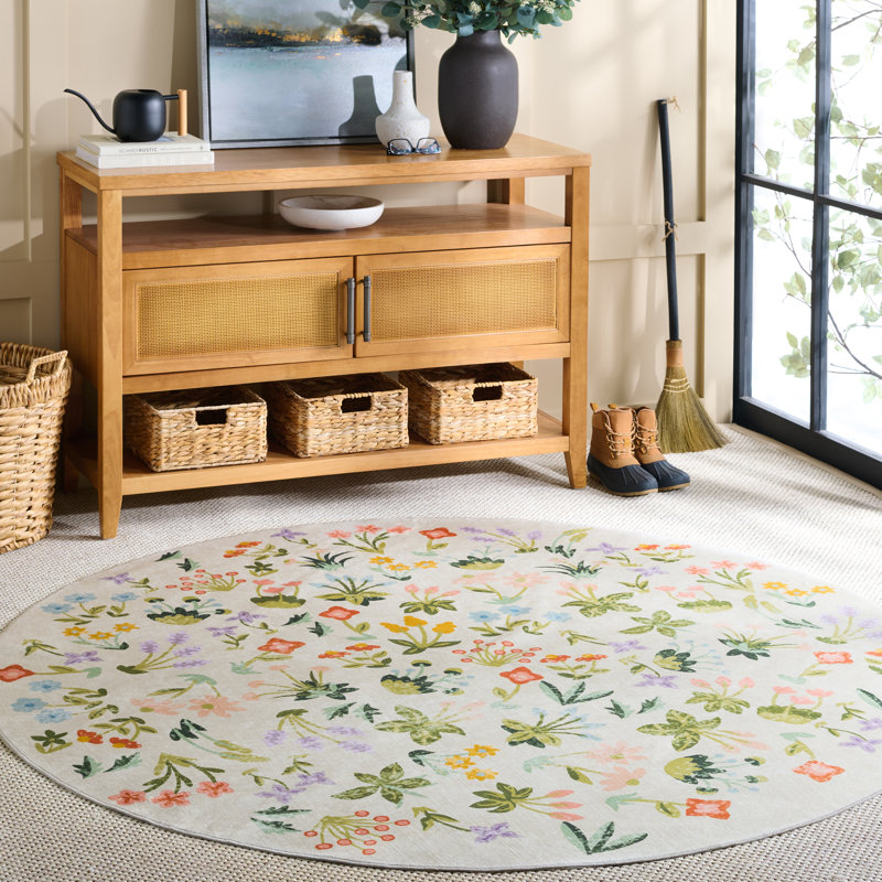 Msrw 186 Performance Machine Washable Floral Rug, Round 6'