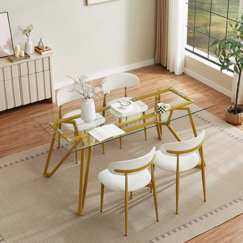 Table de salle à manger en verre (table seulement), H 30,9 po x L 70,9 po x l 35,4 po