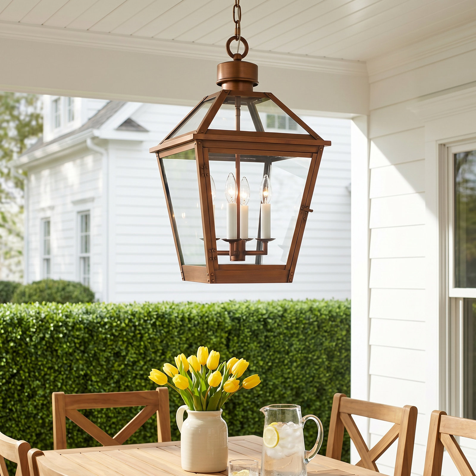 Transparent Outdoor Pendant, Natural Copper