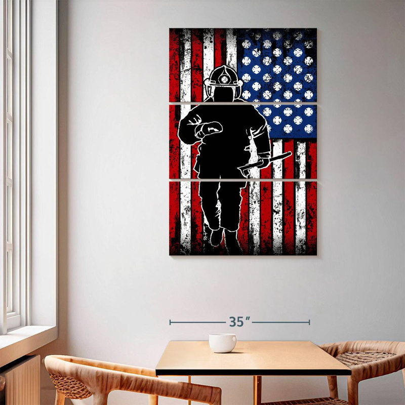 Lelar Grunge American Firefighter, 65'' H x 42'' W
