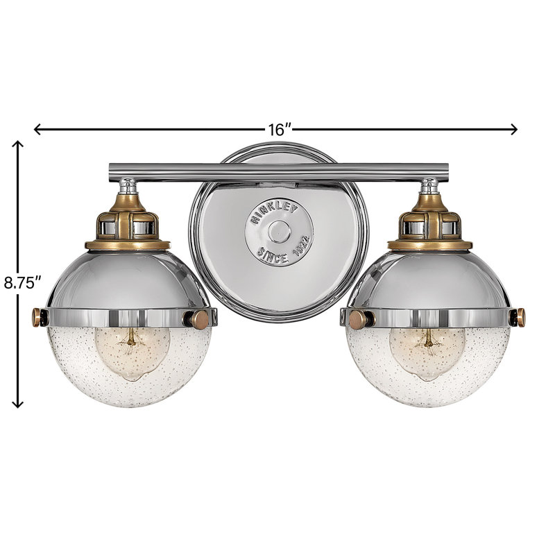 Fletcher Polished Nickel & Heritage Brass 2-Light Vanity Sconce