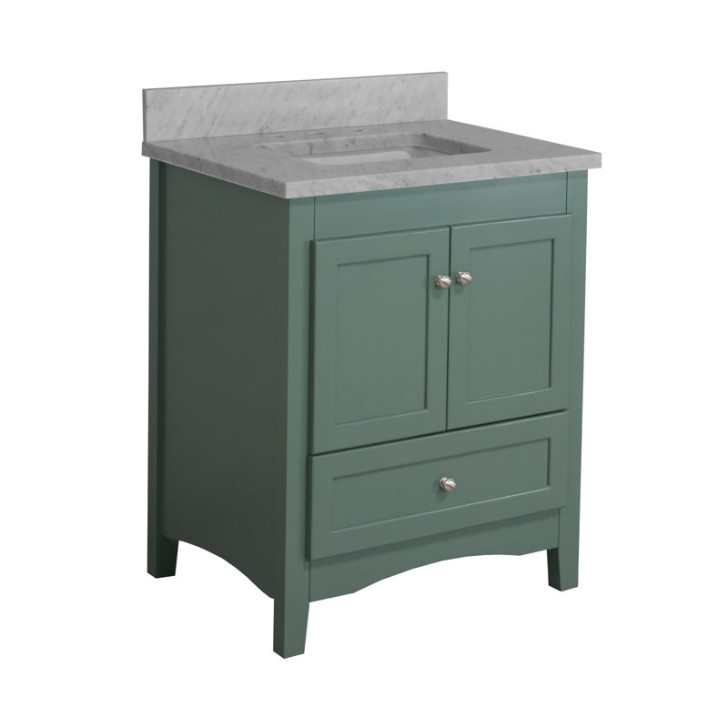 Ensemble de meuble-lavabo simple 30 po Edber, Marbre de Carrare, Vert sauge