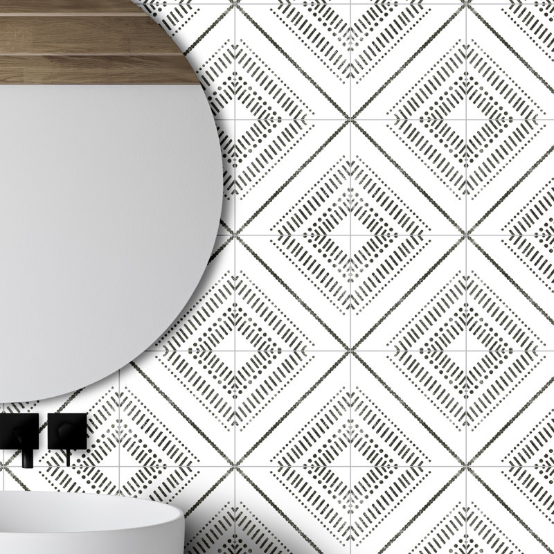 Carrelage mural en porcelaine mate Encaustic 8 po x 8 po Amara, Fiorelle