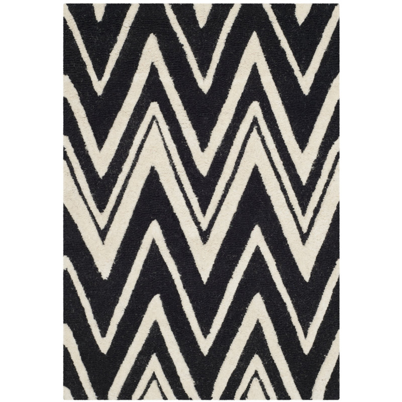 Tapis à chevrons en laine touffeté à la main Sanyla, Rectangle 3 pi x 5 pi