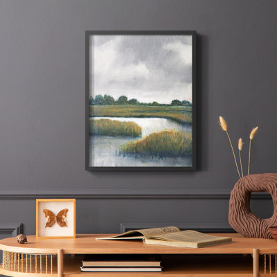 Salt Marshes I, reproduction encadrée - bois massif