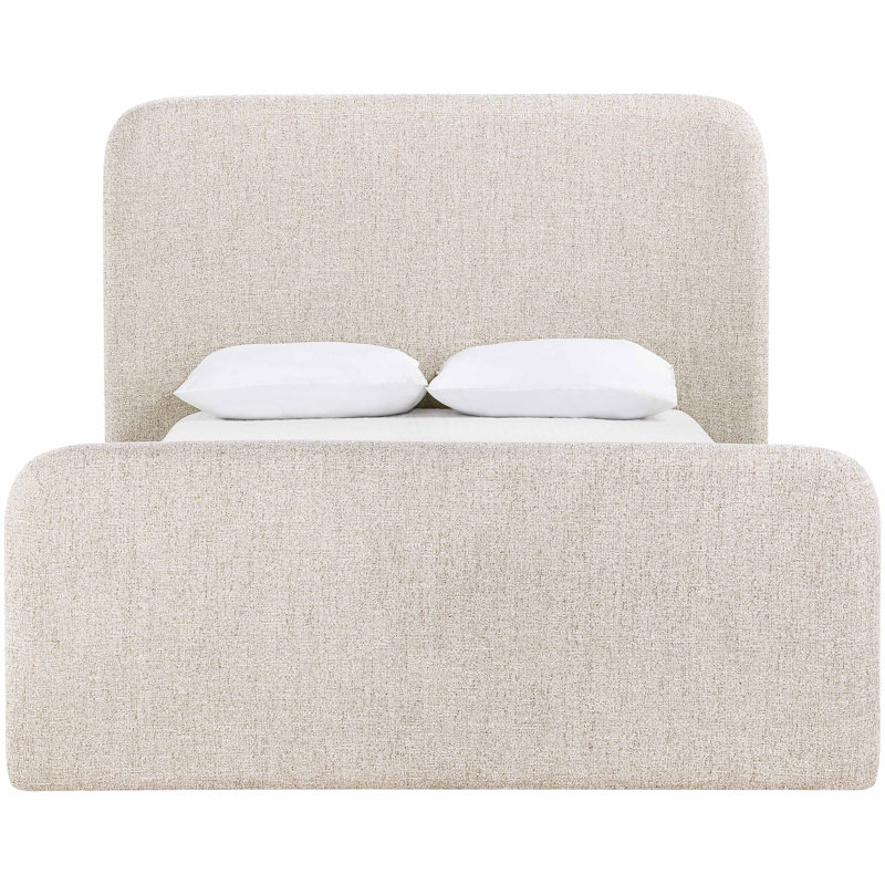 Fira Daliah Linen Textured Fabric Upholstered Bed, Beige Linen Textured Fabric, King