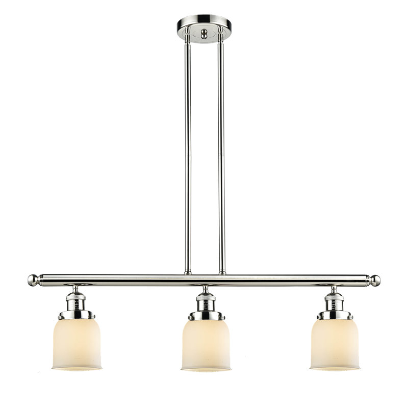 Cloche - 3 lumières 41 po - Lampe pour îlot suspendu, Boîtier blanc mat, Nickel poli