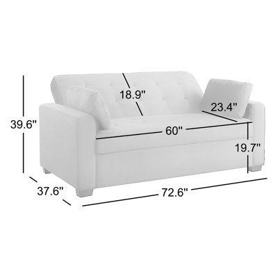 Serta Monroe 72.6" Queen Square Arm Tufted Back Convertible Sleeper Sofa with Cushions