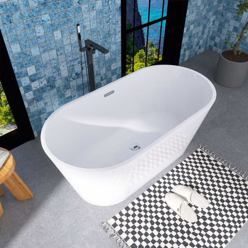59.1'' x 29.5'' Freestanding Soaking Acrylic Bathtub