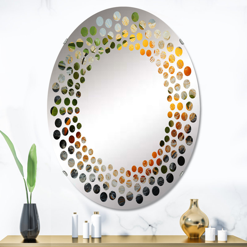 Miroir mural orange à motif de pois tropicaux orange MIR106220 O, 35,4 po x 23,6 po