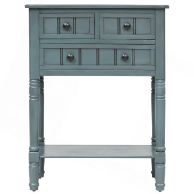 Narrow Console Table, Slim Sofa Table With Three Storage Drawers And Bottom Shelf For Living Room, Easy Assembly