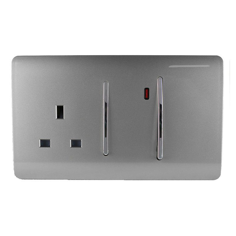 Trendi Switch 45 Amp Cooker Switch & 13 Amp Plug Socket with Neon, Light Grey
