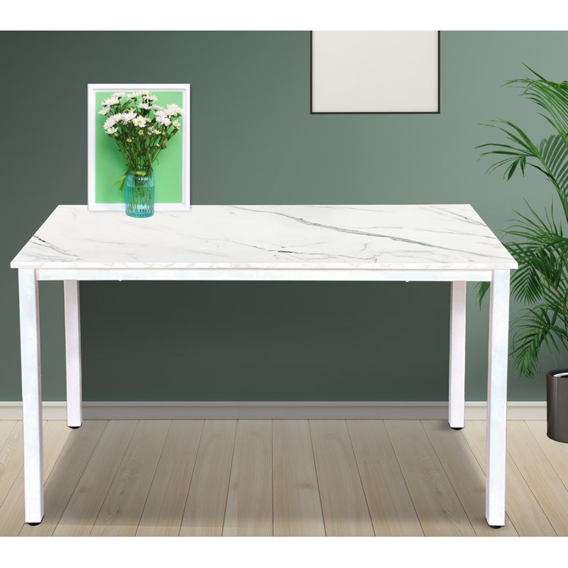 Bureau d'écriture, Plateau en grain de marbre blanc / cadre blanc