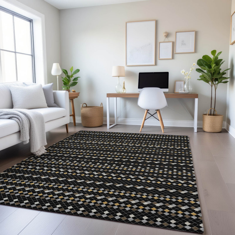 Tapis à rayures Sykora AMF1408 lavable à la machine de qualité supérieure, Rectangle 5 pi x 7 pi 6 po