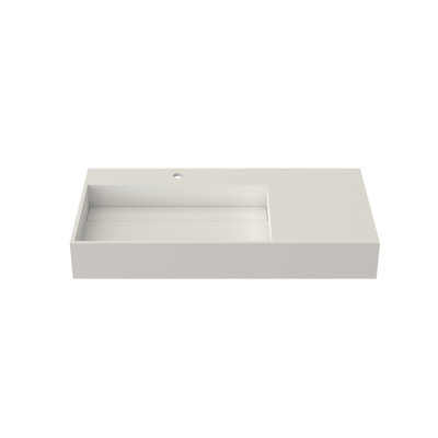 Lavabo de meuble-lavabo de salle de bain en résine de couleur unie, abat-jour blanc mat, 35,42 po de profondeur, 18,02 po de largeur, 5,22 po de hauteur, 53,73 lb, adapté à tous les espaces, aux égratignures et à la décoloration, flexible