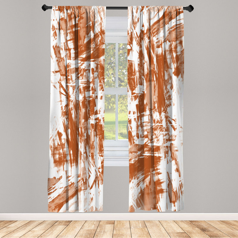 Microfiber Floral Semi-Sheer Rod Pocket Curtain Panels, 28" W x 95" L, Orange