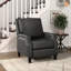 Fauteuil inclinable de salon en bois massif, gris, mécanisme inclinable gris pour dossier, transitionnel, dossier requis de 18 po-1654332405