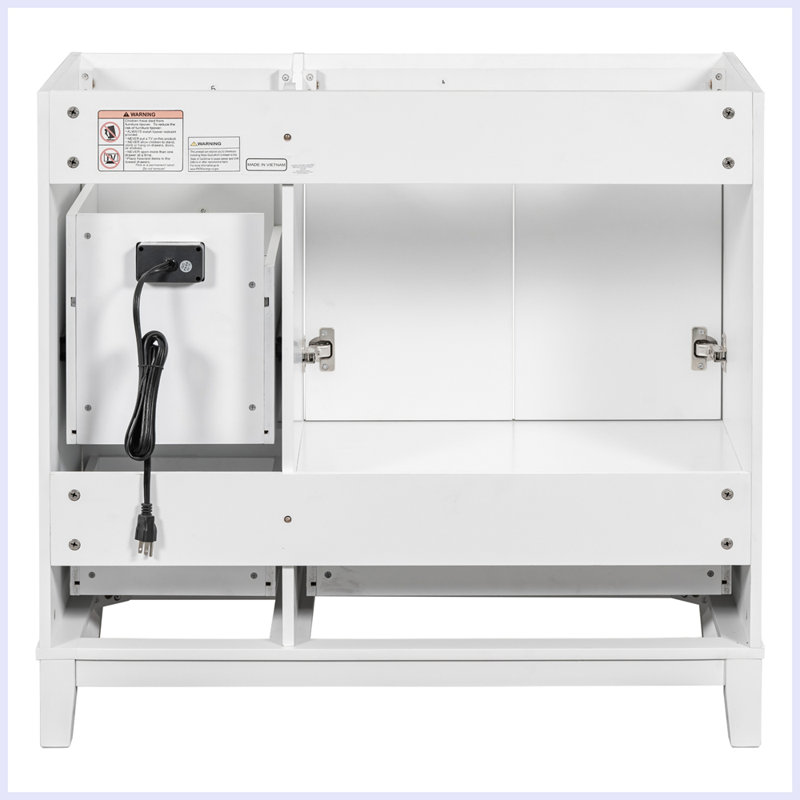 Modern Bathroom Vanity with USB Charging and Drawers, White