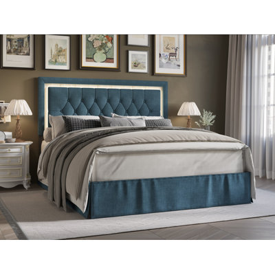 Beckville Upholstered Panel Bed with Headboard Lighting