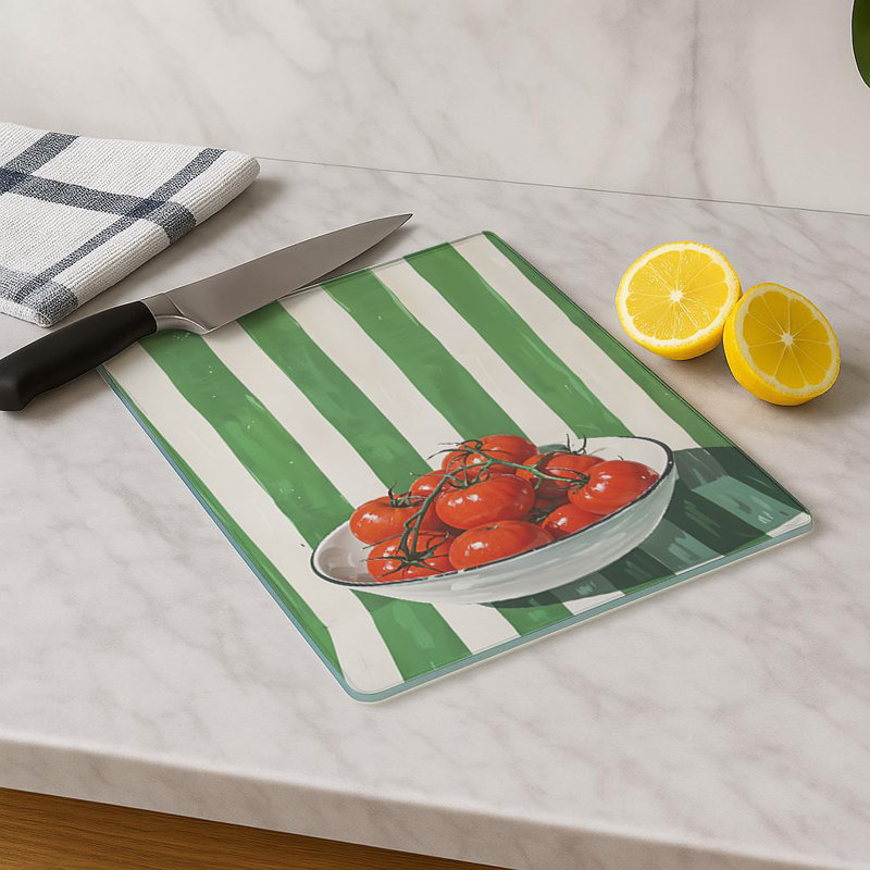 Durable Tempered Glass Cutting Board, 7.9 x 11.8 inches | 100% Antibacterial, Non-Slip Silicone Feet | Easy Clean Surface, Perfect for Food Prep & Kitchen Use, Not Dishwasher, Microwave, or Oven Safe