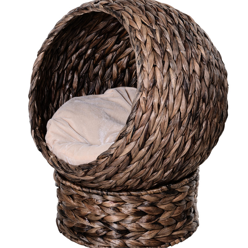 Lit surélevé pour chat avec coussin moelleux, fauteuil à œufs, H 23,5 po, lit surélevé gris, panier moelleux
