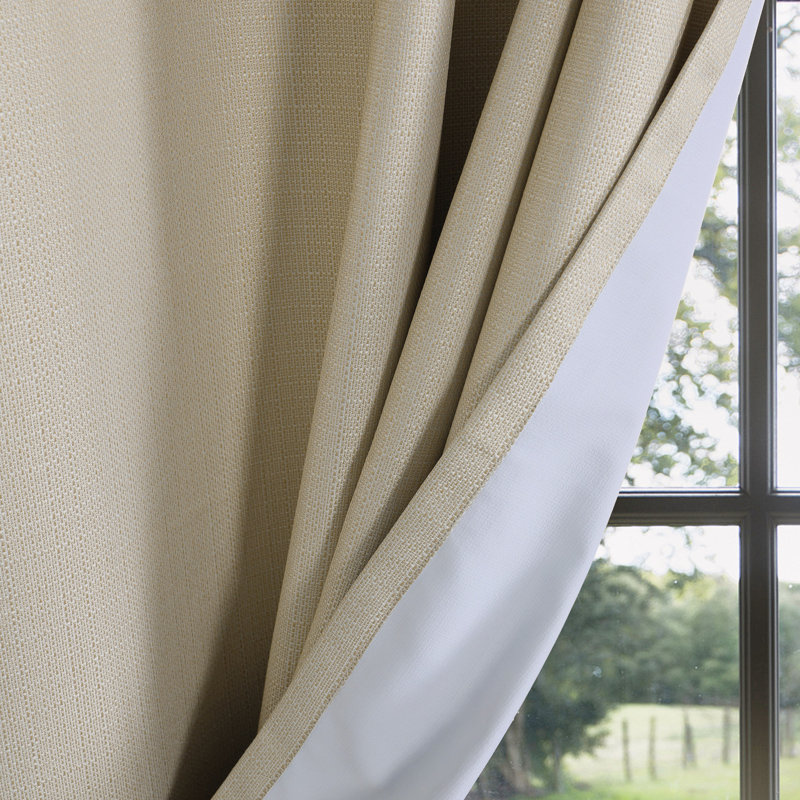 Landolfo Textured Grid 100% Blackout Grommet Curtain Pair (2 panels), 52" W x 108" L, Taupe