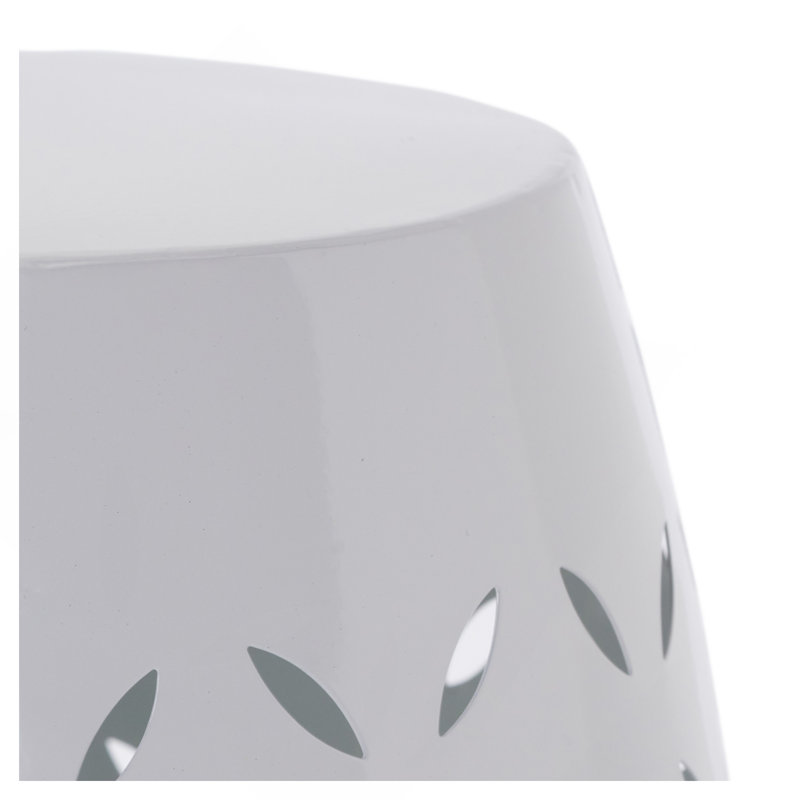 Table d'appoint 12 po, table de bout cylindrique pour le salon, la salle familiale ou le vestibule, style industriel, tables d'appoint pour l'intérieur et l'extérieur, couleur blanche