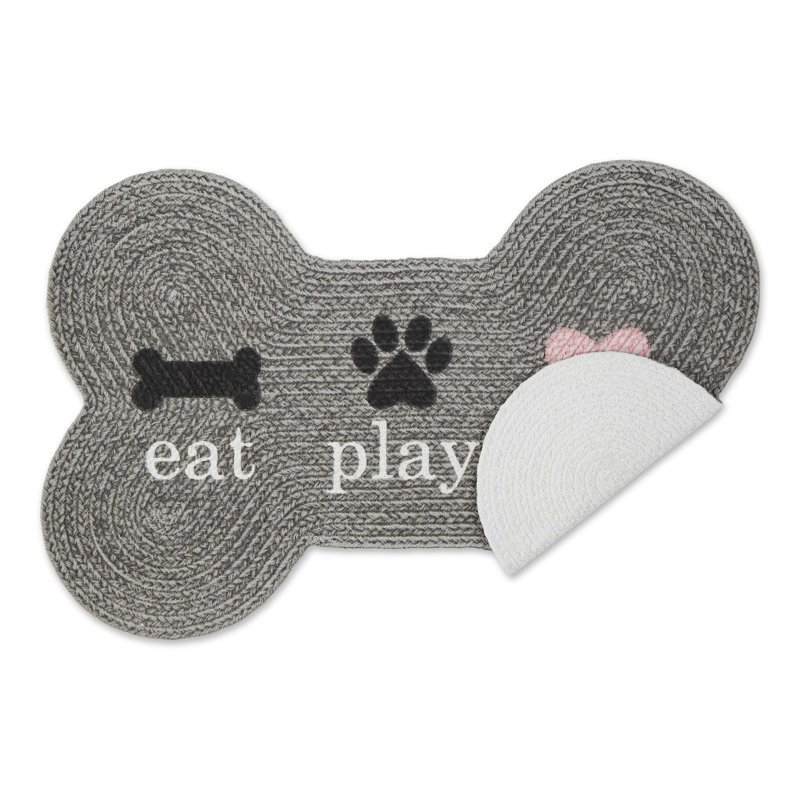 Tapis en forme d'os Hoxie Eat Play Love, Gris