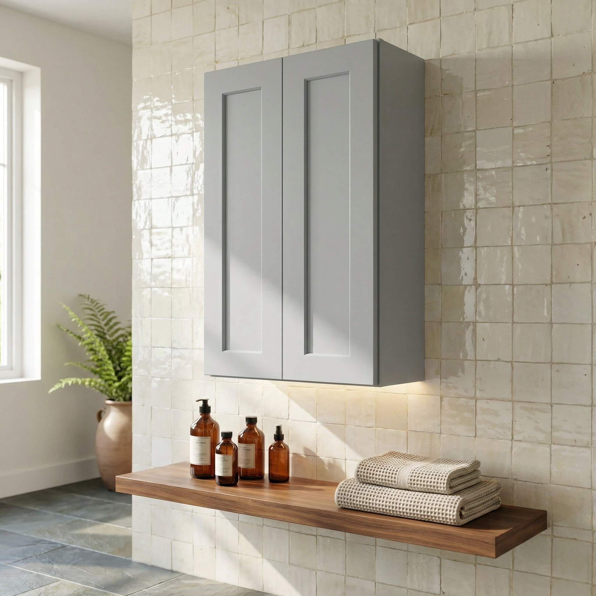 Gracie Oaks Classic Grey Shaker Style Solid Wood Wall Cabinet with Soft ...