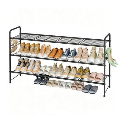 Étagère à chaussures à 3 niveaux de 112 cm de long, pour 20 paires de chaussures.