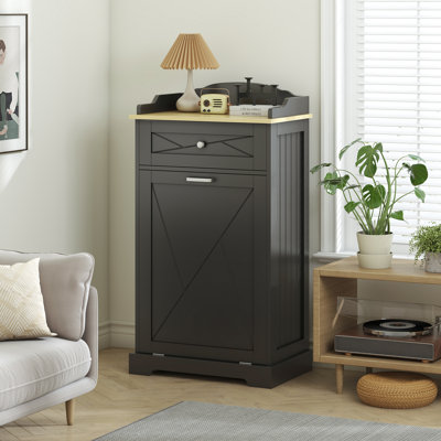 Trash Can Cabinet Manufactured Wood Handle Tilt Out Trash Can - 200 Gallons