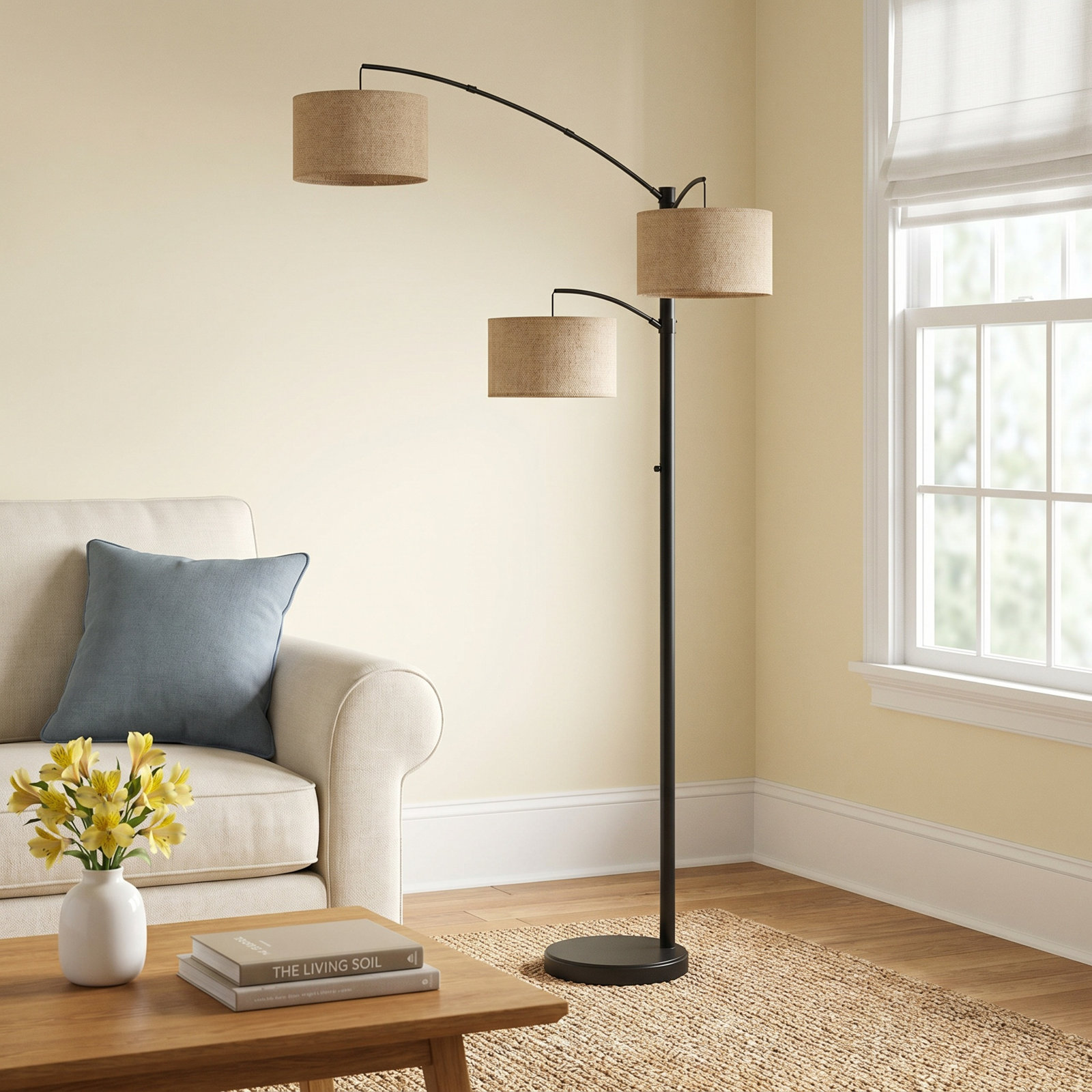 Atelier 82'' Floor Lamp, Light Brown, Dark Bronze