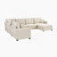 Canapé modulaire en U à 5 places avec méridienne, sièges profonds, porte-gobelets, tiroir de rangement et coussins supplémentaires pour le confort de la famille.