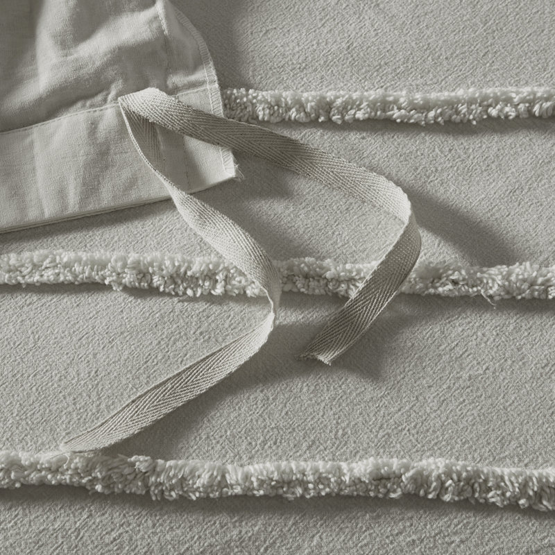 Ivory Cotton Chenille King/Cal King Duvet Cover Set