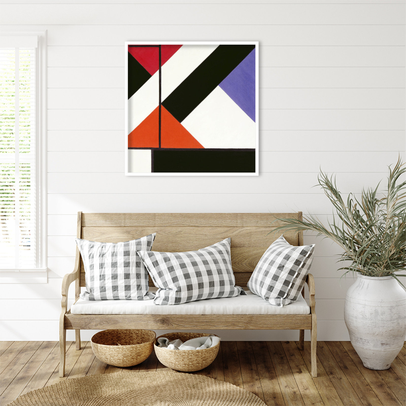 Simultaneous Counter Composition by Theo Van Doesburg, White Framed, 33" H x 33" W
