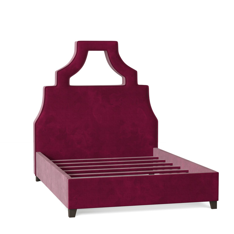 Lit plateforme tapissier Natalie, Grand, Sienne 69, Brun acajou